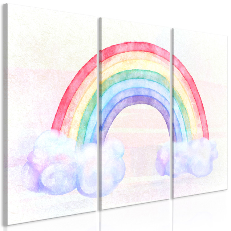 Canvas Rainbow Day (3-piece) - colorful watercolor-painted composition 142309 additionalImage 2