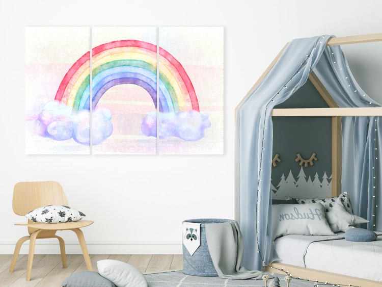 Canvas Rainbow Day (3-piece) - colorful watercolor-painted composition 142309 additionalImage 3