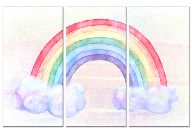 Canvas Rainbow Day (3-piece) - colorful watercolor-painted composition 142309
