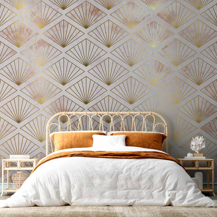 Photo Wallpaper A reminiscence of art deco - a uniform composition in a gold-coloured pattern 142709 additionalImage 2