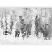 Photo Wallpaper Flying birds - abstract forest landscape in grey and white 144709 additionalThumb 5