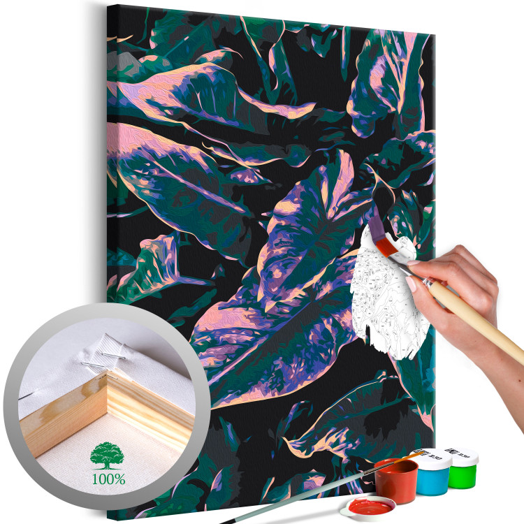 Paint by Number Kit Mysterious Plant - Dark Leaves of Purple and Turquoise Colors 146209