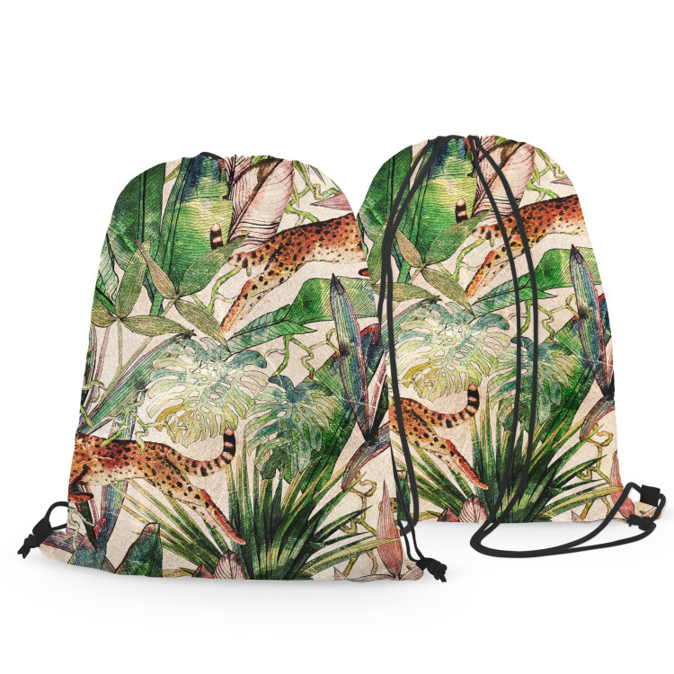 Backpack Savannah parchment - tropical vegetation, cheetahs on beige background 147509 additionalImage 3