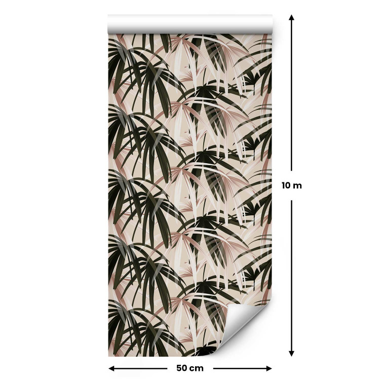 Modern Wallpaper Nature Pattern - Dark Green Palm Leaves on a Beige Background 149909 additionalImage 7