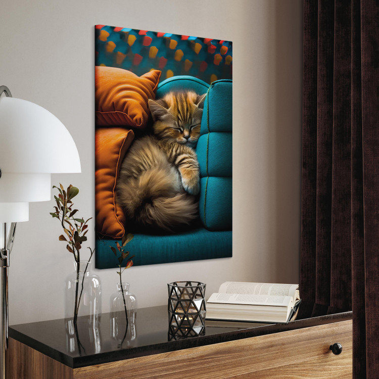 Canvas AI Cat - Cute Animal Sleeping Between Comfortable Pillows - Vertical 150109 additionalImage 5