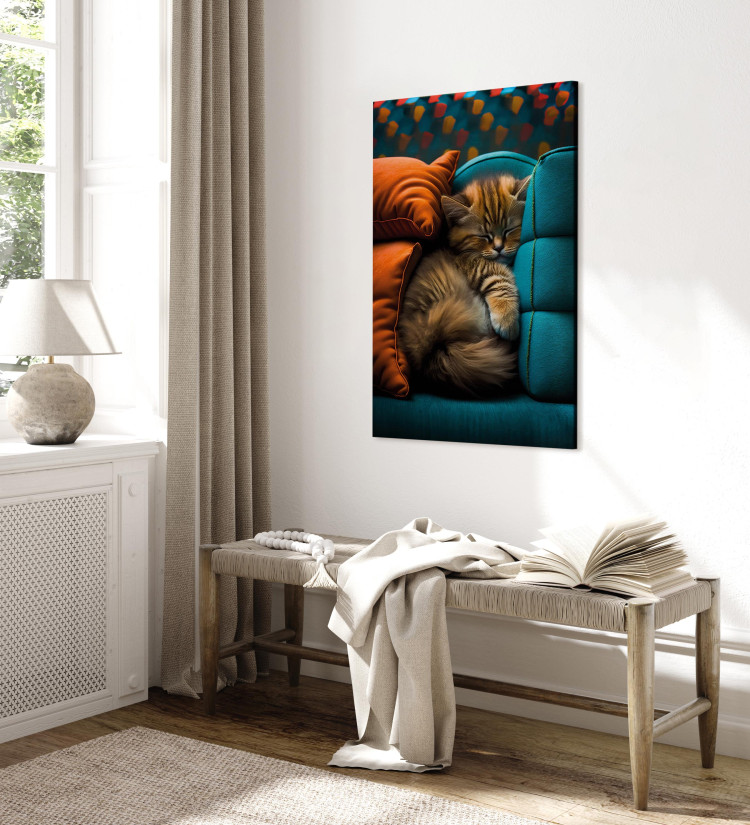 Canvas AI Cat - Cute Animal Sleeping Between Comfortable Pillows - Vertical 150109 additionalImage 10