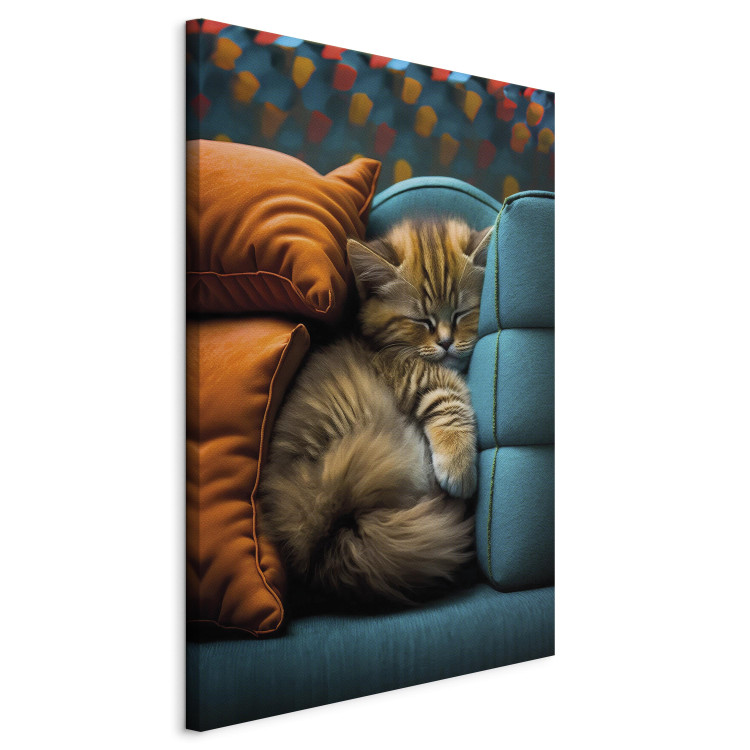 Canvas AI Cat - Cute Animal Sleeping Between Comfortable Pillows - Vertical 150109 additionalImage 2