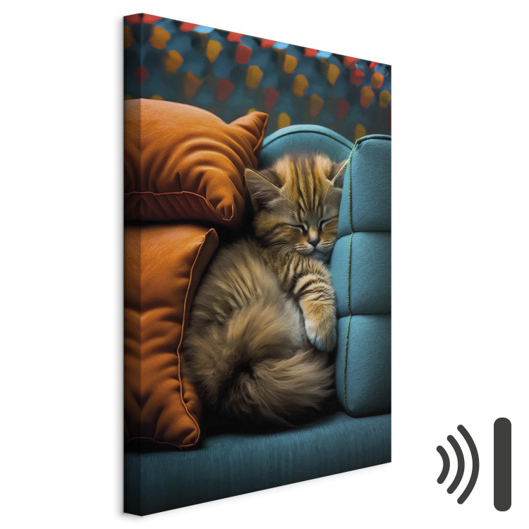 Canvas AI Cat - Cute Animal Sleeping Between Comfortable Pillows - Vertical 150109 additionalImage 8