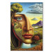 Large canvas print Abstract Portrait - A Face Against the Background of Mountains and a Small Town [Large Format] 151109