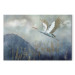 Canvas A Heron in Flight - A Bird Flying Against the Background of Dark Blue Mountains Covered With Fog 151209 additionalThumb 7