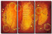 Canvas Traces (3-piece) - Orange abstraction with a fingerprint fantasy 48209