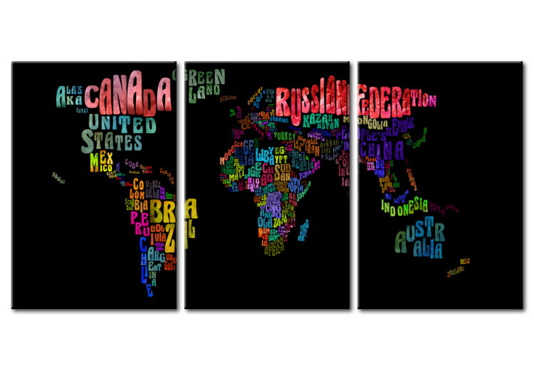 Canvas Art Print Text map of the World 55409