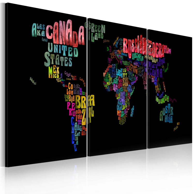 Canvas Art Print Text map of the World 55409 additionalImage 2