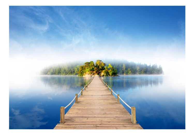 Photo Wallpaper One Bridge - Serene Landscape of an Island surrounded by the Blue of the Sea and Sky 61609 additionalImage 1