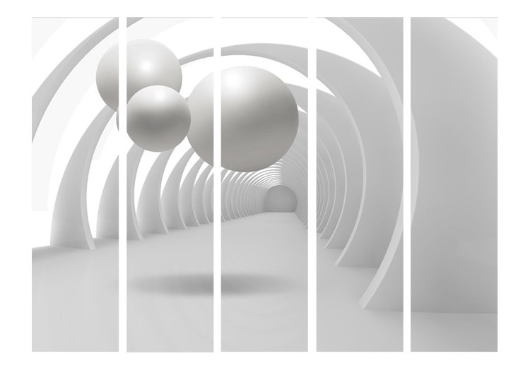 Folding Screen White Tunnel II - abstract geometric figures in a white space 95409 additionalImage 3