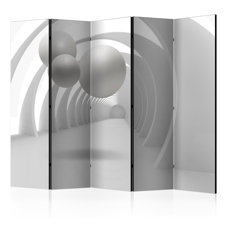 Folding Screen White Tunnel II - abstract geometric figures in a white space 95409