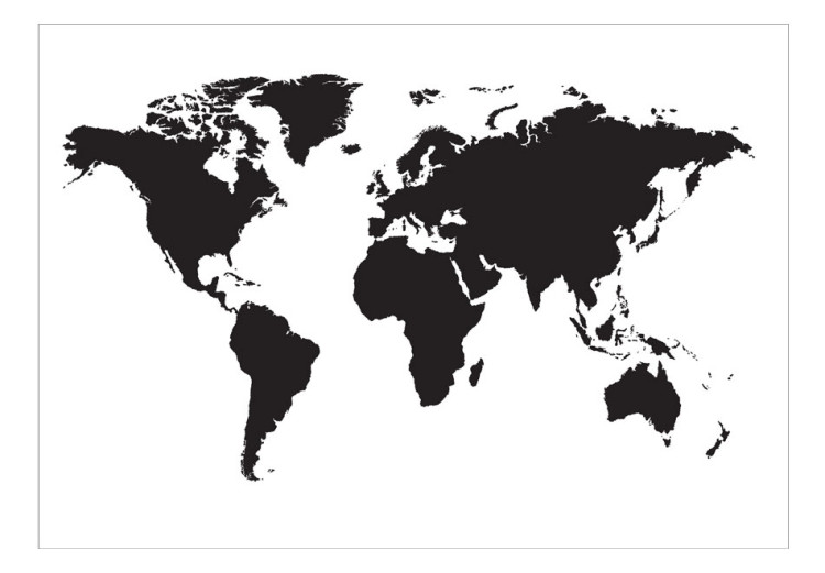Photo Wallpaper Minimalist world map - black outline of continents on a white background 95909 additionalImage 1