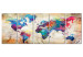 Canvas Print World Map: Colorful Blots (5-piece) - Artistic Continents 105019