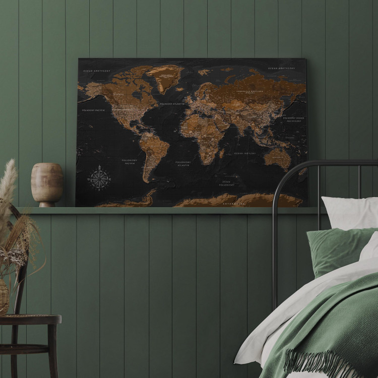 Canvas Art Print Brown World Map (PL) 106519 additionalImage 5