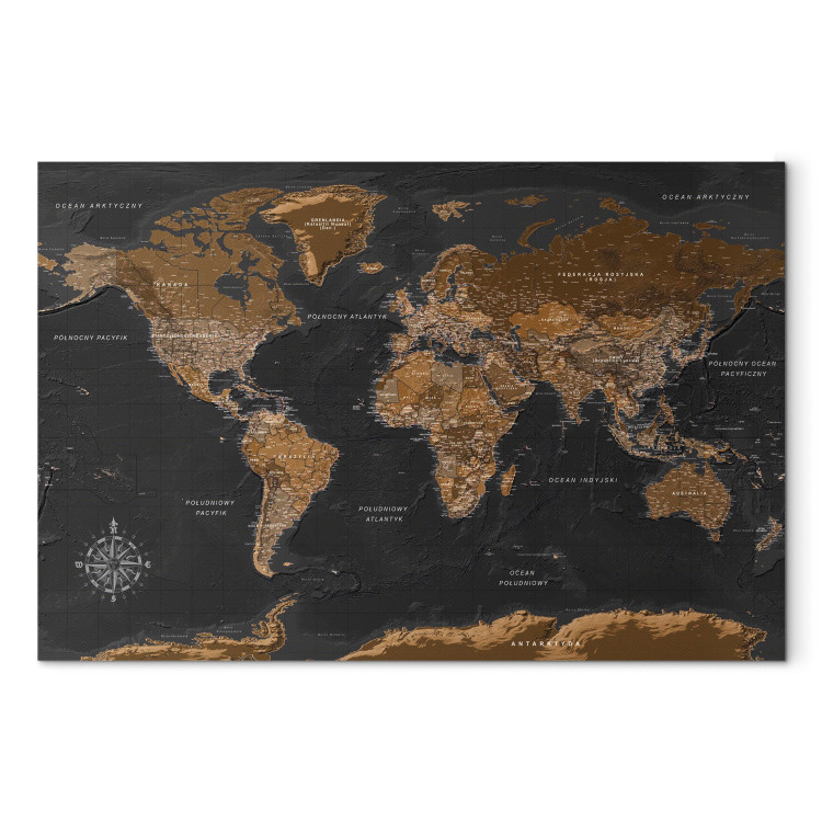 Canvas Art Print Brown World Map (PL) 106519