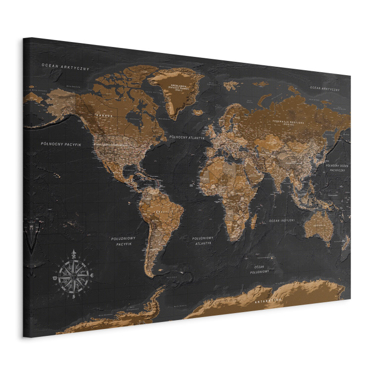 Canvas Art Print Brown World Map (PL) 106519 additionalImage 2