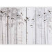 Photo Wallpaper Minimalist motif - black birds on a white background with wood texture 106619 additionalThumb 1