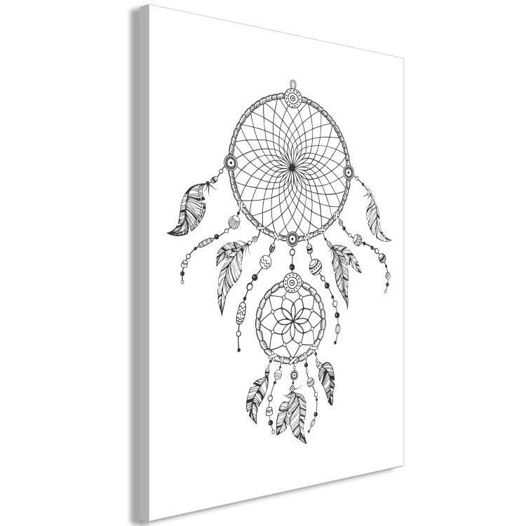 Canvas Art Print For bedtime - black and white graphics depicting a dream catcher 114619 additionalImage 2