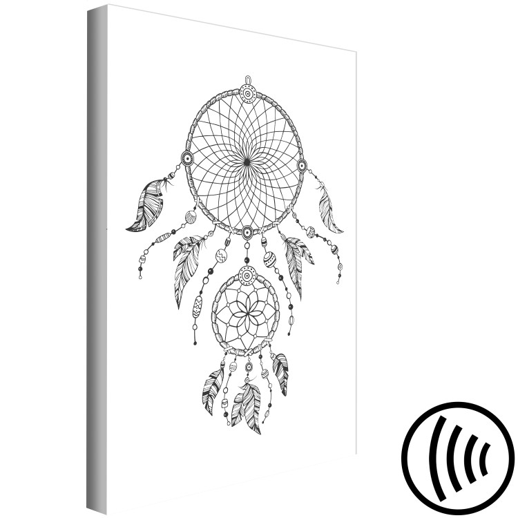 Canvas Art Print For bedtime - black and white graphics depicting a dream catcher 114619 additionalImage 6