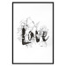 Poster Love in Flowers - black and white composition with a sign among vegetation 116519 additionalThumb 17