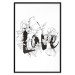 Poster Love in Flowers - black and white composition with a sign among vegetation 116519 additionalThumb 24