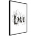 Poster Love in Flowers - black and white composition with a sign among vegetation 116519 additionalThumb 13