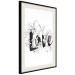 Poster Love in Flowers - black and white composition with a sign among vegetation 116519 additionalThumb 3