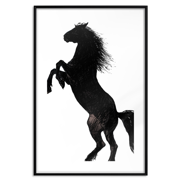 Wall Poster Horse Dance - black and white composition with the silhouette of a standing horse 118919 additionalImage 15