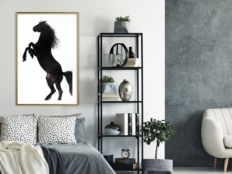 Wall Poster Horse Dance - black and white composition with the silhouette of a standing horse 118919 additionalImage 13