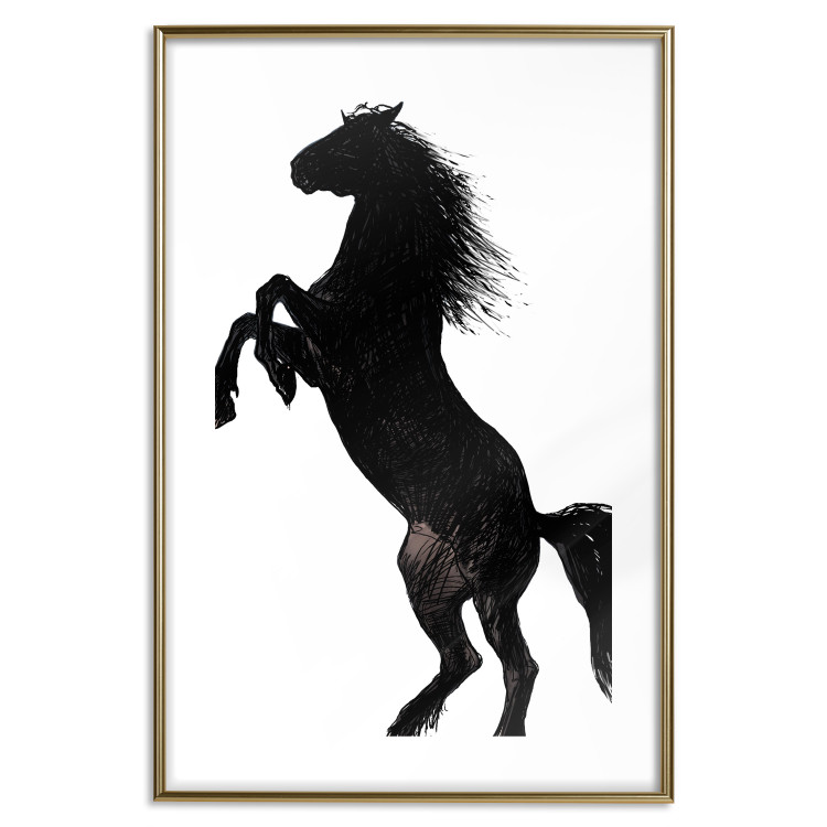 Wall Poster Horse Dance - black and white composition with the silhouette of a standing horse 118919 additionalImage 14