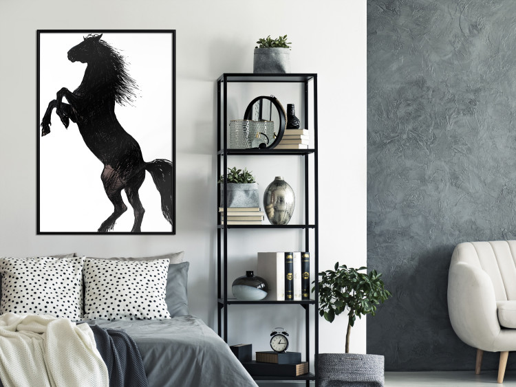 Wall Poster Horse Dance - black and white composition with the silhouette of a standing horse 118919 additionalImage 3