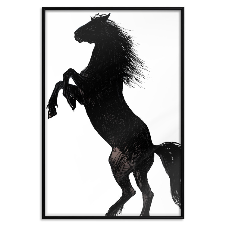 Wall Poster Horse Dance - black and white composition with the silhouette of a standing horse 118919 additionalImage 18