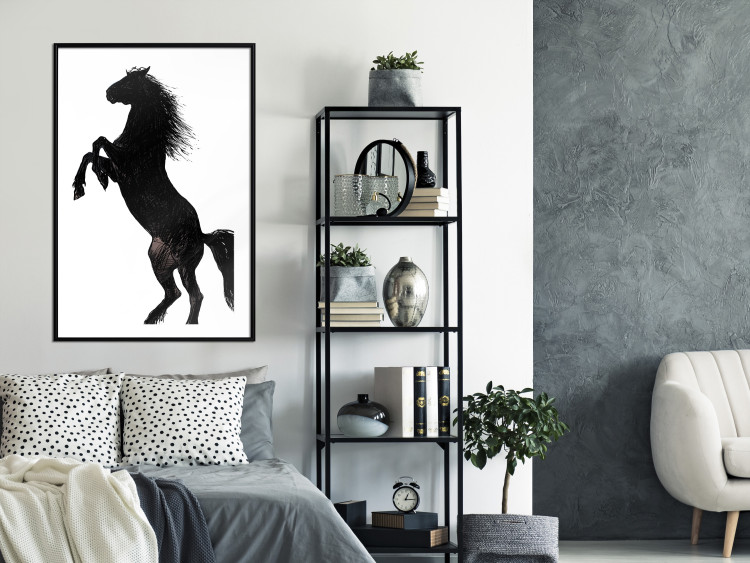 Wall Poster Horse Dance - black and white composition with the silhouette of a standing horse 118919 additionalImage 4