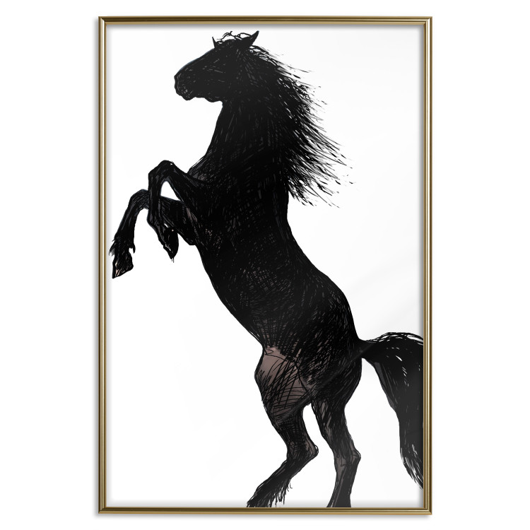 Wall Poster Horse Dance - black and white composition with the silhouette of a standing horse 118919 additionalImage 16