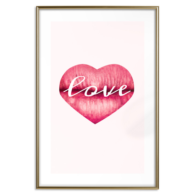 Wall Poster Love Lips - English text "kiss" on heart-shaped lips 123219 additionalImage 14
