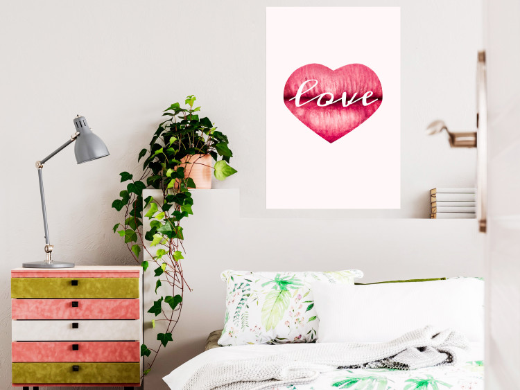 Wall Poster Love Lips - English text "kiss" on heart-shaped lips 123219 additionalImage 17