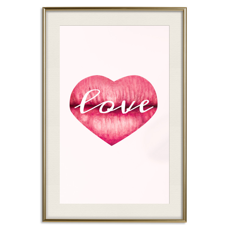 Wall Poster Love Lips - English text "kiss" on heart-shaped lips 123219 additionalImage 19