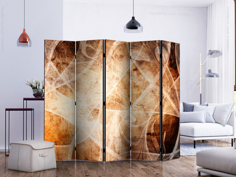 Room Divider Screen Brown Texture II - abstract brown texture imitating wood 124019 additionalImage 2