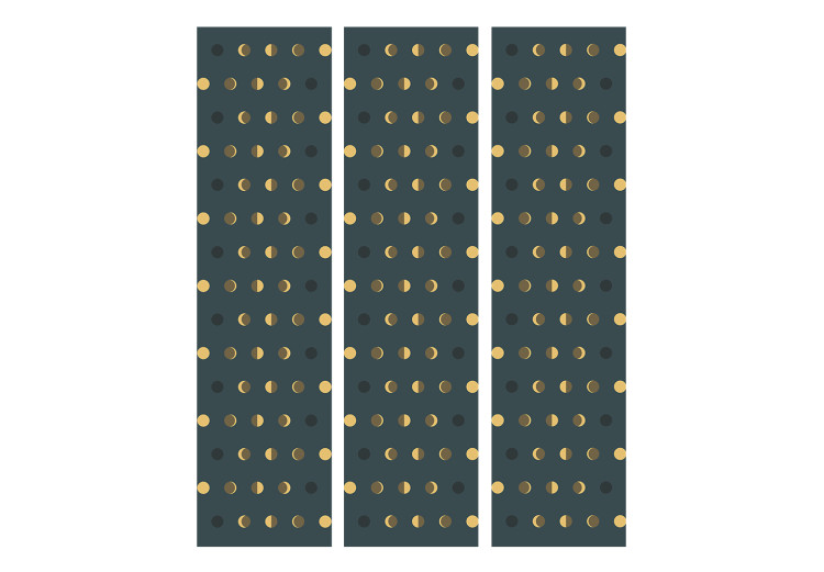 Room Divider Dots (3-piece) - pattern with gold-black dots and dark background 124119 additionalImage 3