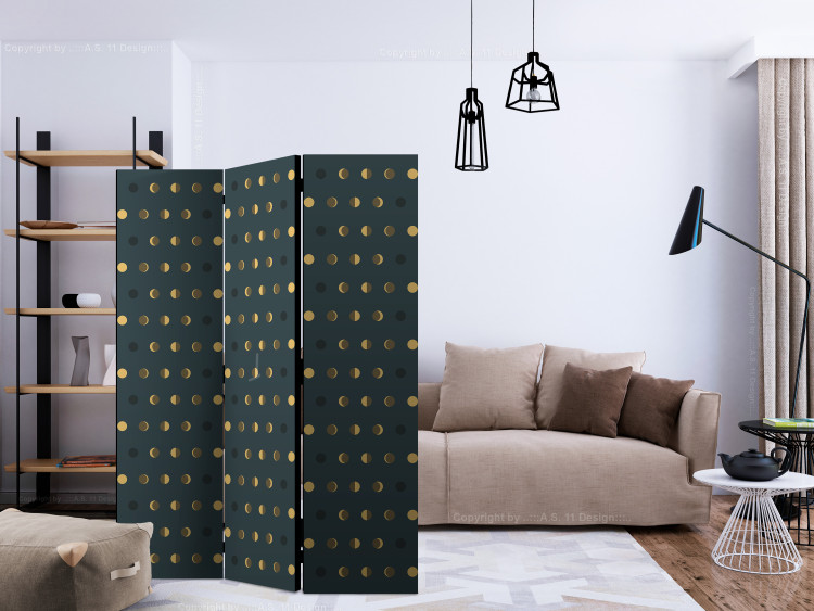 Room Divider Dots (3-piece) - pattern with gold-black dots and dark background 124119 additionalImage 4