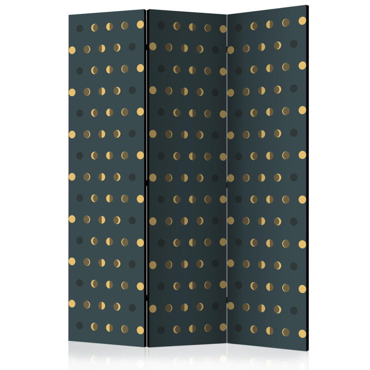 Room Divider Dots (3-piece) - pattern with gold-black dots and dark background 124119