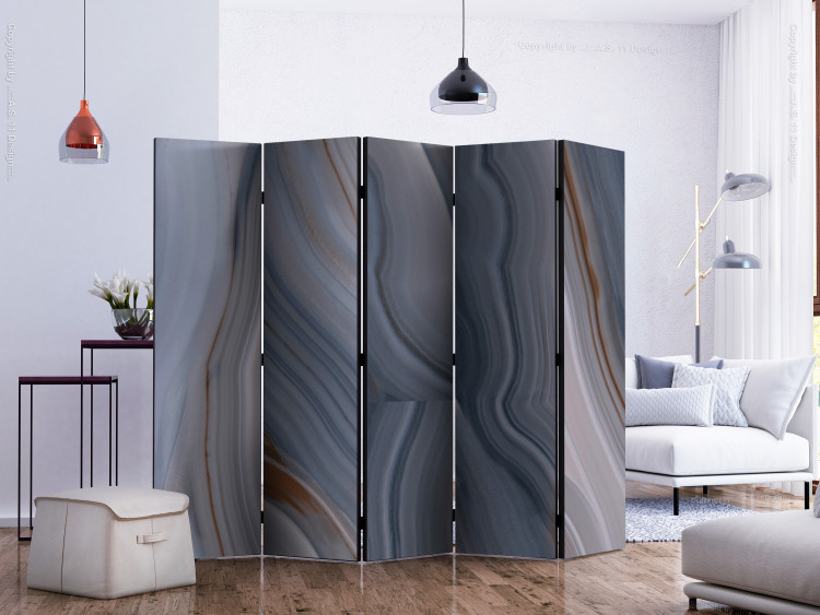 Room Separator Sea Current II (5-piece) - abstraction in browns and grays 124319 additionalImage 2