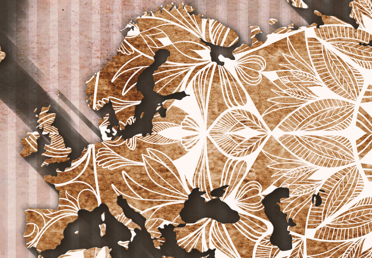 Photo Wallpaper Map with fragments of white mandala - composition on brown background 125119 additionalImage 4
