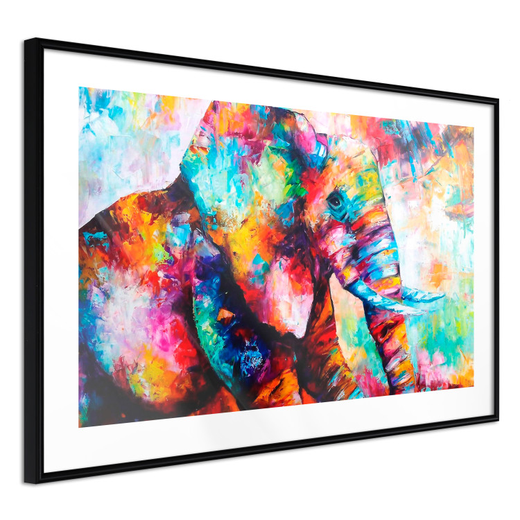 Wall Poster Elephant's Gaze - abstract colorful animal on a multicolored background 127319 additionalImage 6