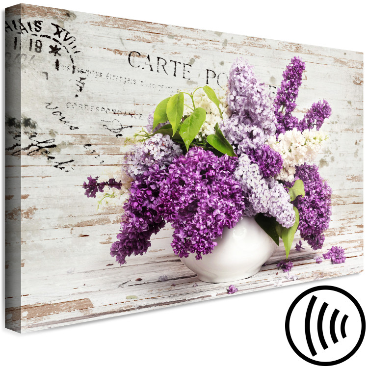 Canvas Art Print May Bouquet (1-part) wide - lavender flowers in vintage style 128419 additionalImage 6